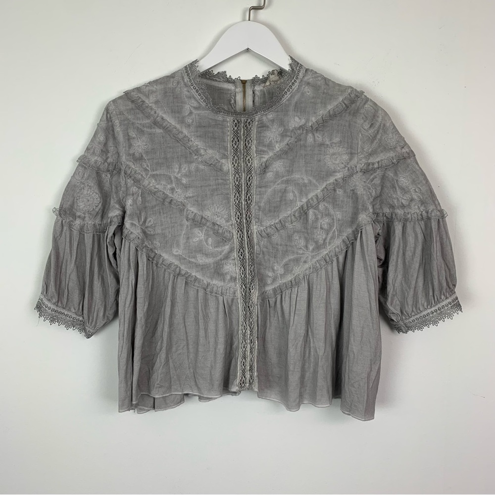 POL Blouse Top Gray Medium